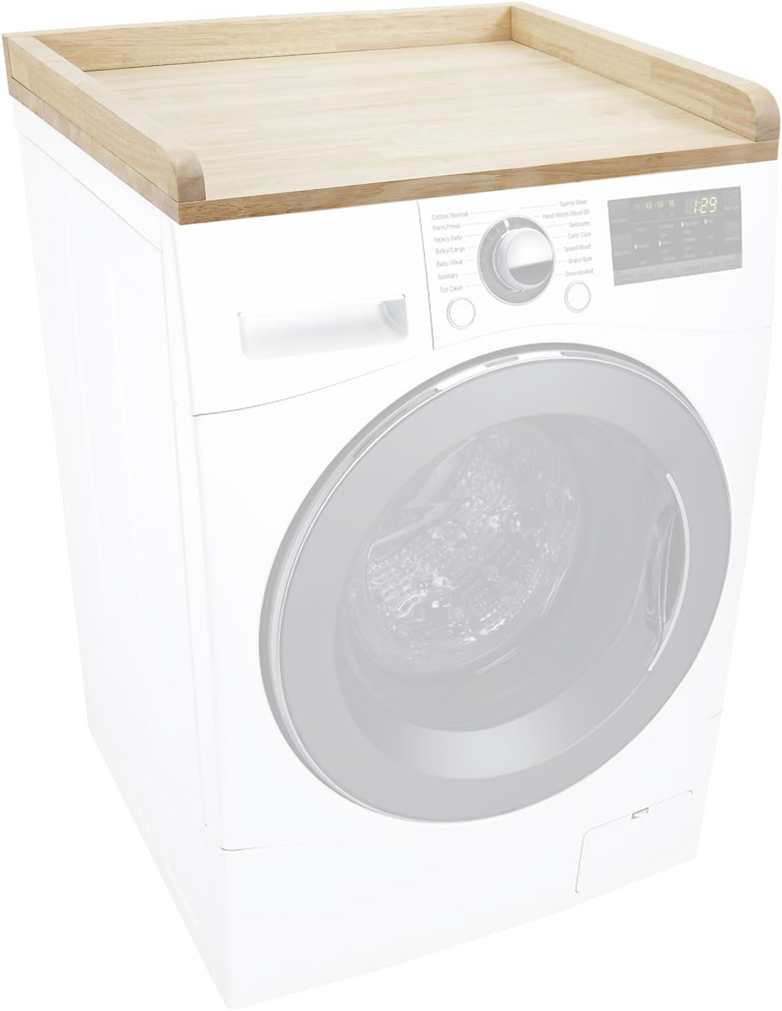 Washer Dryer Counter top - Real Wood Butcher Block with Edge Rails - 25" Depth x 24" Width - By BenchPro