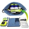 BeeGreen Blue Drawstrings Backpack Gym Sack For Men With Water Bottle Pocket &Front Zippered Pocket Large Sting Bags For WomenTraveling Yoga Beach Outdoor Gym