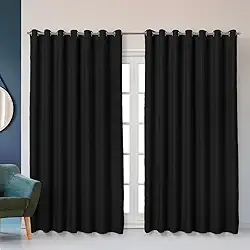 Cortina Blackout Corta Luz 2,80m x 1,80m Tecido Encorpado Liso Elegante Sala ou Quarto (Preto)