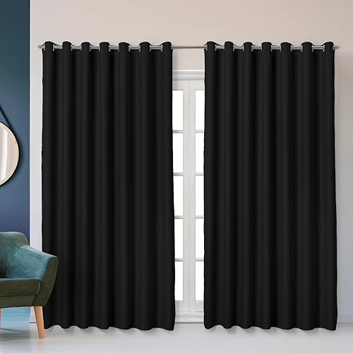 Cortina Blackout Corta Luz 2,80m x 1,80m Tecido Encorpado Liso Elegante Sala ou Quarto (Preto)
