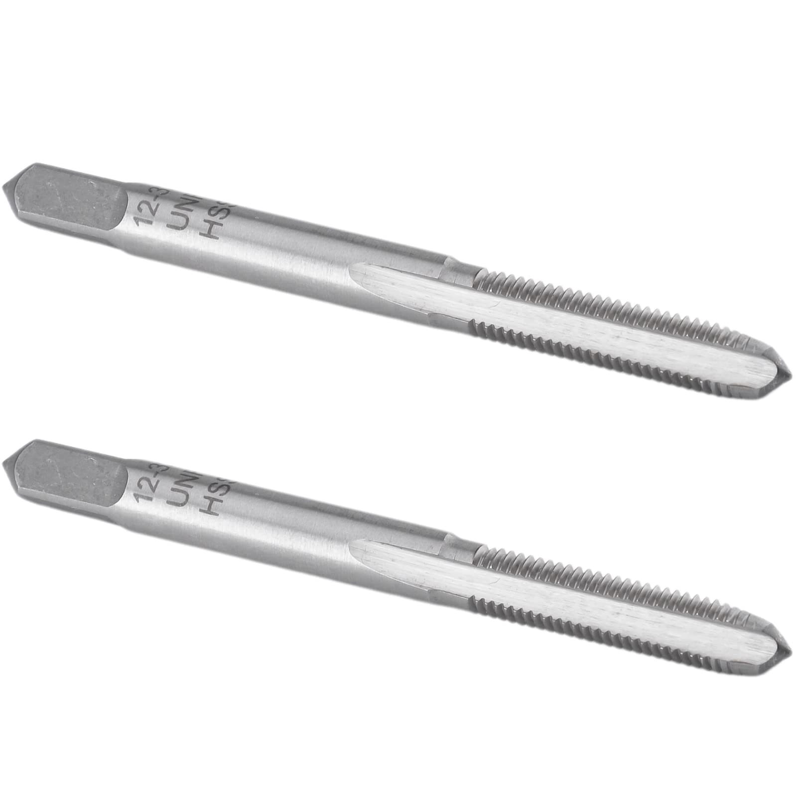 Burkit2pcs No 12-32 UNEF Thread Tap Right Hand, HSS 12 x 32 UNEF Straight Fluted Machine Tap