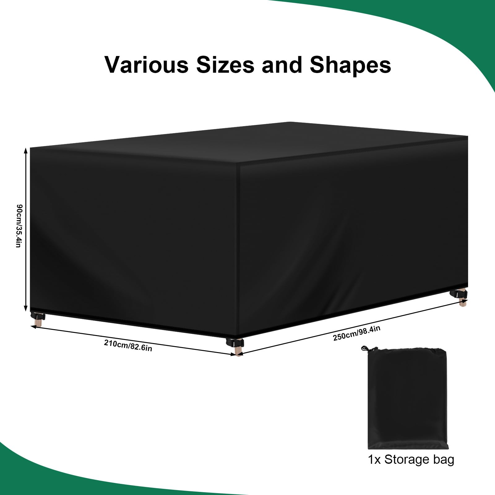 WOLTU Copertura per Mobili da Giardino in Oxford 420D, Telo Copertura da Esterno con Coulisse, Idrorepellente Antivento anti-UV, Copertura per Tavolo e Sedie da Esterno, 250x210x90 cm Nero