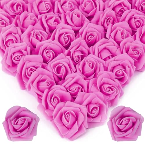 Image of 100Pcs Realistic Rose Red Artificial Rose Flower Heads, Fake Rose Red Foam Roses for DIY Wedding Decorations Baby Shower Centerpieces Home Party Valentine's Day Mother's Day Decor