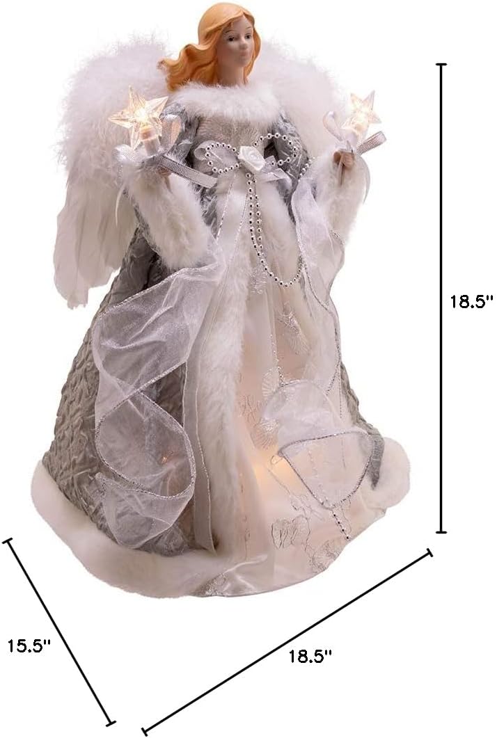 Kurt Adler UL 10-Light 14-Inch Silver and Gray Angel Treetop - Image 10