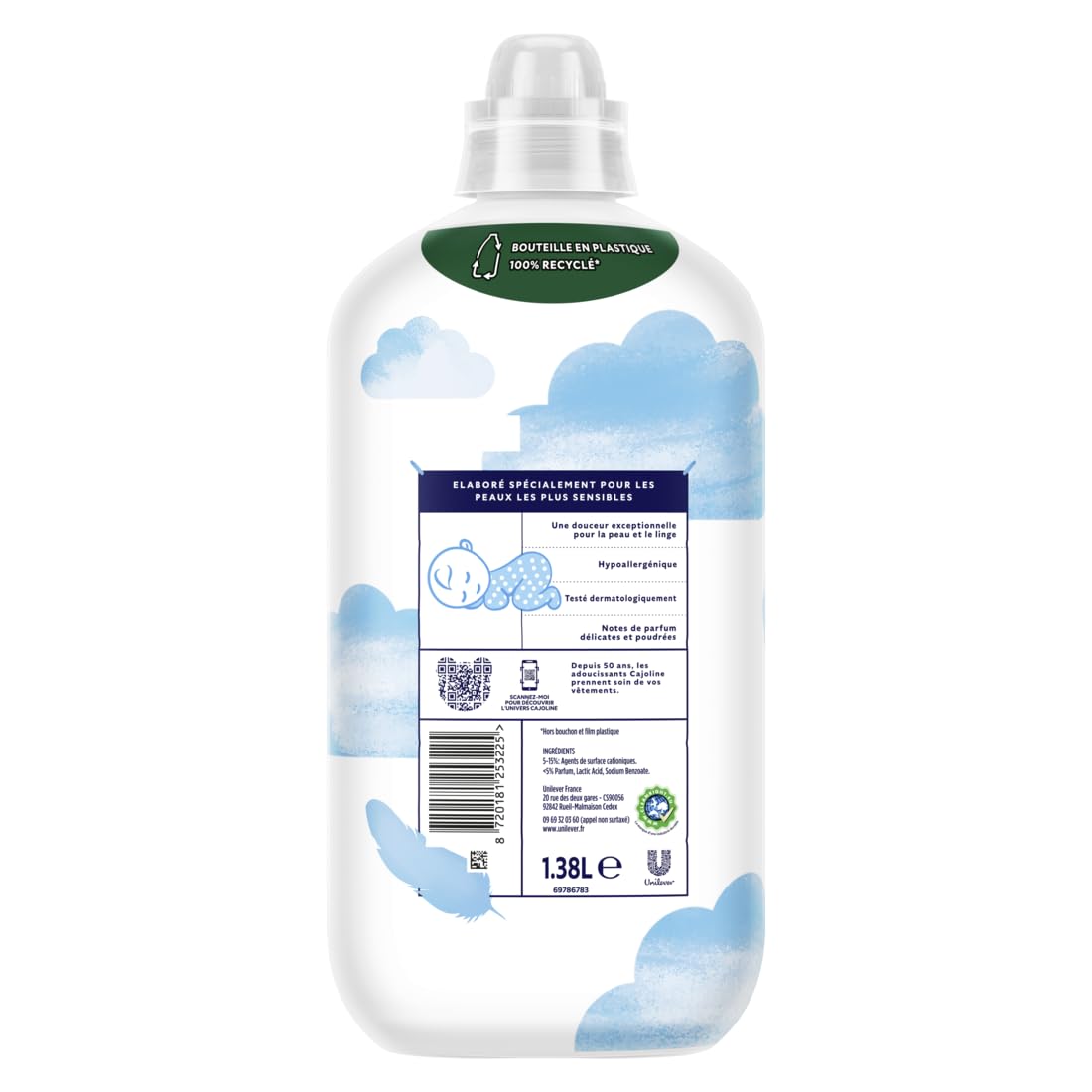 CAJOLINE - Suavizante en botella - 360 lavados - el original hipoalergénico - fragancia suave y pura - adecuado para pieles sensibles (lote prOMO de 6 x 60)
