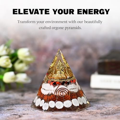 Image of ZAICUS Orgonite Laxmi Pyramid with Shri Yantra for Home Decor | Shri Yantra, Rudraksha & Gomti Chakra, Decorative Gift for Festive Occasions