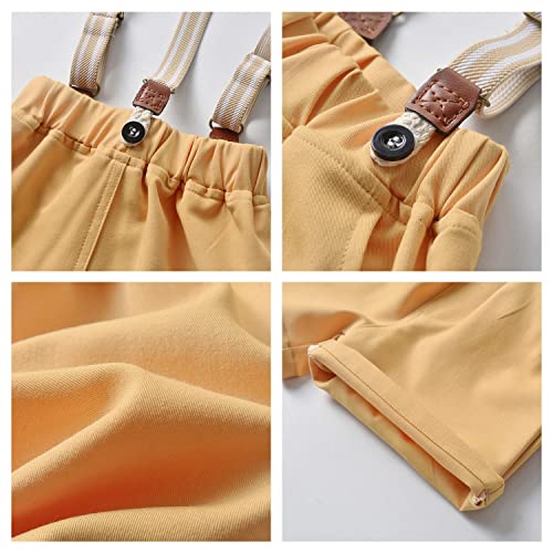 Image of Volunboy Baby Boy Formal Short Set Toddler Summer Gentleman Outfit Kid Short Sleeve Bowtie Shirt Suspender Shorts Suit