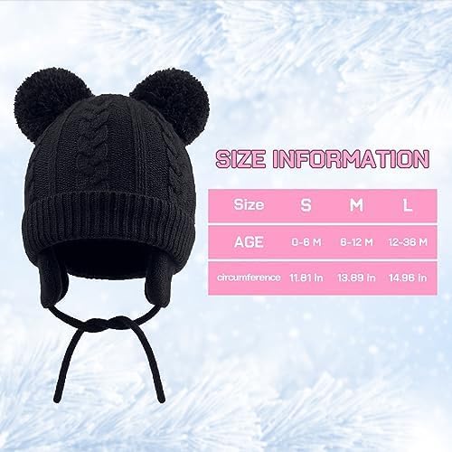 Image of Unisex Toddler Winter Hat Monkey Caps - Fleece Lined Baby Hat with Scarf Earflap Hood - Skull Caps for Kids