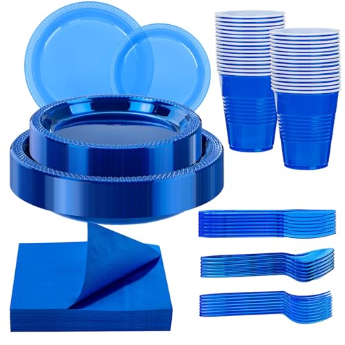WELLIFE 210Pcs Clear Blue Plastic Plates,Blue Plastic Dinnerware Set,Party Supplies Including Clear Plates, 12OZ Cups, plastic Cutlery and Paper Napkins Serve 30 Guests, Disposable Plates for Party WELLIFE 210Pcs Clear Blue Plastic Plates,Blue Plastic Dinnerware Set,Party Supplies Including Clear Plates, 12OZ Cups, plastic Cutlery and Paper Napkins Serve 30 Guests, Disposable Plates for Party