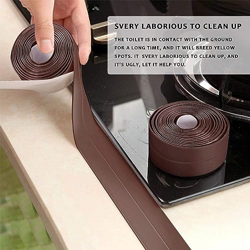 Image of Bath Sealant Strip, Waterproof Caulk Tape, Flexible and Durable Self Adhesive Tape for Bathroom, Kitchen, Tub and Wall Corner Edges, 3.2m x 3.8cm, Brown, Pack of 1