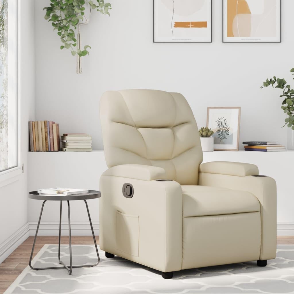 Relaxsessel mit Liegefunktion Kunstleder Creme Polstersessel