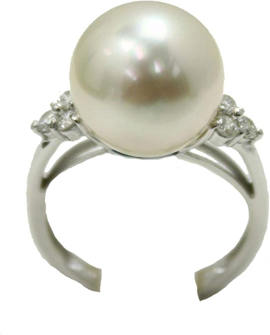 南洋白蝶真珠パールリング【指輪】 11mm グリーンカラー K18WG製