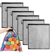 PLULON 6 Pcs Mesh Bag Drawstring Mesh Laundry Bags, 18 x 12 Inch Nylon Drawstring Bag for Pool Be...