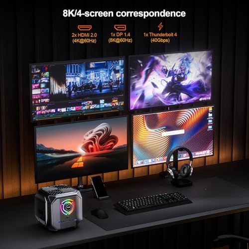 Image of Mini Gaming PC - GeForce RTX 4060 8GB GDDR6 Desktop Computer, i9 12900H (14C /20T, 5.0GHz Max) 32GB DDR5 RAM 1TB PCIe 4.0 SSD, 4x Display /Thunderbolt 4 /Wi-Fi 6 /BT 5.0 /2x 2.5G LAN /Win 11 Pro /SD