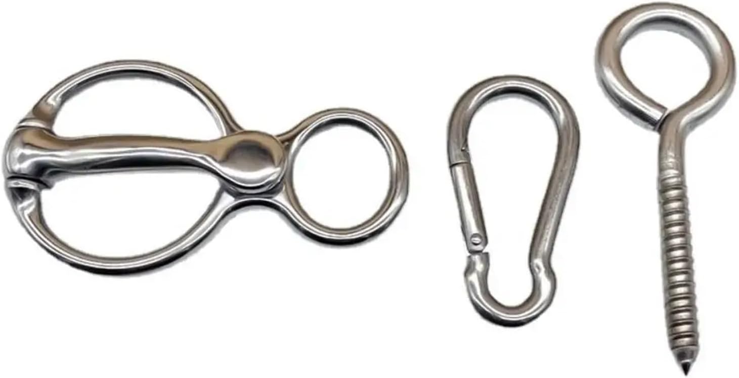 Horse Loose Snaffle Bit Quick Snap Horse Tie Ring Silver Stainless Steel Trailer Ties Easy Release Sturdy Equipment