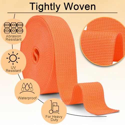 Image of CooBigo 12 Yards Webbing 1 inch & 1.5 inch & 2 inch Polypropylene Webbing Strap 1 Inch 1.5 Inch 2 Inch Wide Webbing Strapping for Bags /Lawn Chair /Pool Solar Cover DIY Crafting