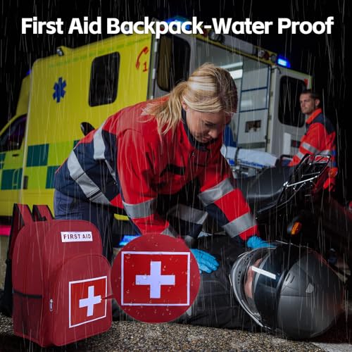 First Aid Backpack, Emergency Medical Backpack, Waterproof & Large Capacity, Empty First Aid Bag, Ideal for Home Office EMT Paramedics - Image 6