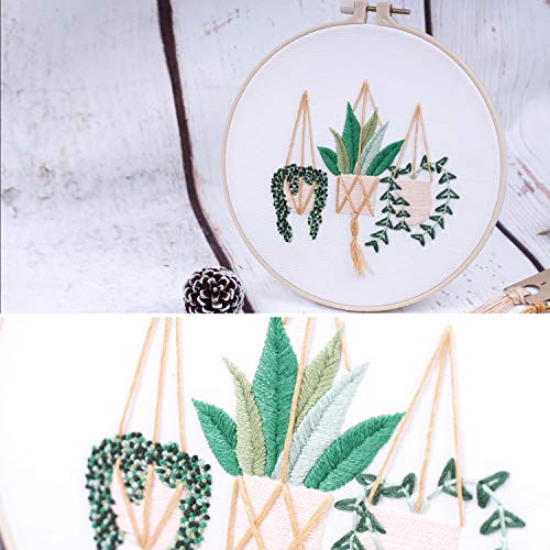Embroidery Kits with Colorful Flower and Plant Designs; Embroidery Starter Sets with Patterns – Perfect Embroidery Beginner Kit with Hoop, Threads, Tools and Stamped Cloth