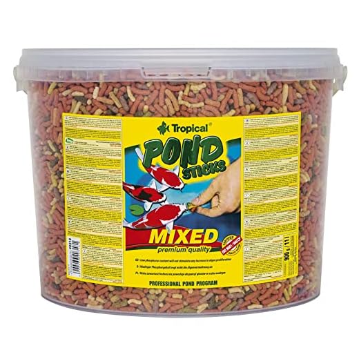 POND STICKS MIXED 11L / 900g mangime per migliorare i colori delle koi e di altri pesci da laghetto, favorisce la colorazione rossa e dorata dei pesci da laghetto