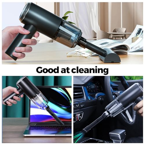 HIYAA Handheld Vacuum, 7000Pa Powerful Car Vacuum Cleaner Cordless, Portable Rechargeable Handheld Vacuum with Blowing, Blow Nozzle Brush, 2 Filters, Black - 7