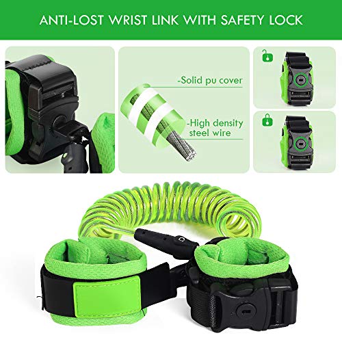 KWANITHINK Toddler Leashes for Walking Dinosaur, 2 in 1 Kids Safety Harness + Anti Lost Wrist Link with Lock, Baby Leash Harness for Walking Boys and Girls