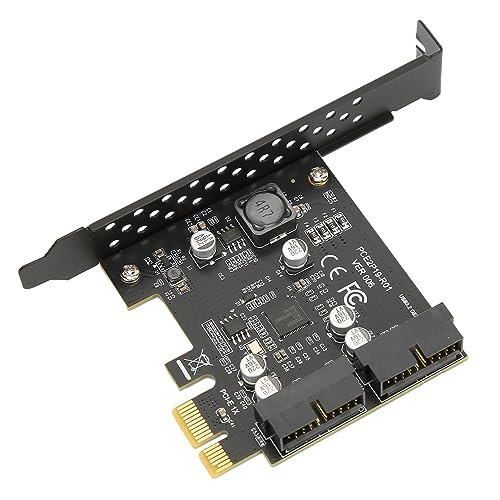Karta Rozszerzająca PCIE do USB 3.2 - Szybka 5 Gb/S USB 3,2 Gen1 z Podwójnym Złączem 19pin, Wewnętrzna Karta Pionowa do Kompatybilności Kompatybilności, Czarna Płyta (Czarna tablica 19PIN)