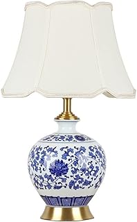 GaRcan Lámpara de Mesa de cerámica, Pintura en Color Chino, lámpara de Noche para Dormitorio, jarrón de Porcelana Azul y Blanco, lámpara de Escritorio para Dormitorio, lámpara