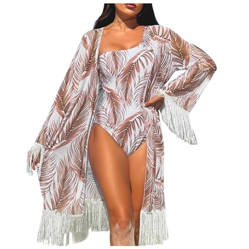 Ensemble tankini modèle feuille imprimé au tombé fluide et vaporeux unique