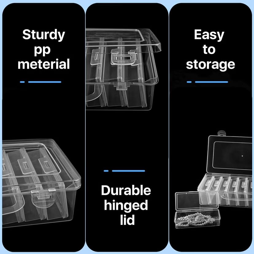 Image of Fuciovaja Small Plastic Storage Box, 8-in-1 Pieces Plastic Storage Cases Bead Organizers Boxes, Divided Storage Box with Lid Mini Rectangles Boxes Craft Supply Case Bead Containers for Organizing