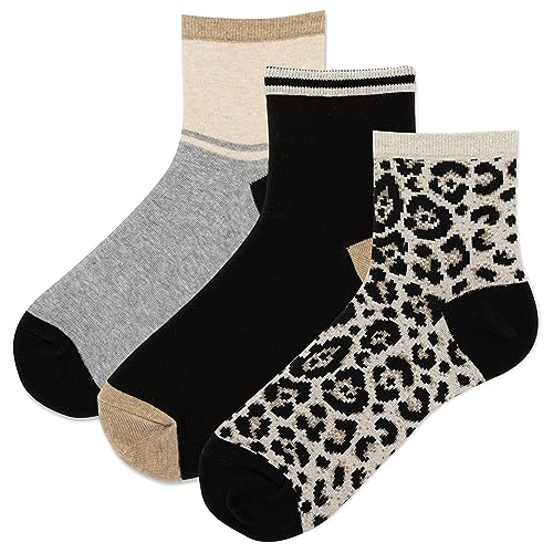 Image of Hot Sox Women's Metallic Animal Anklet Socks 3 Pair, Assort, Women's 4-10