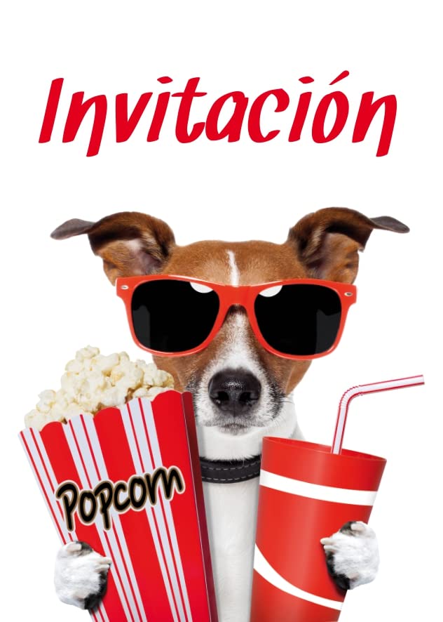 Edition Colibri 10 Invitaciones cumpleaños infantil en español “CINE“: Juego de 10 invitaciones con un perro divertido (10700 ES)