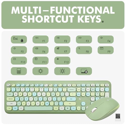 X9 Green Keyboard and Mouse Combo - 2.4G Wireless Connectivity - Transform Your Space with a Cute Wireless Keyboard and Mouse Retro Set - Colorful Keyboard and Mouse - Aesthetic Keyboard