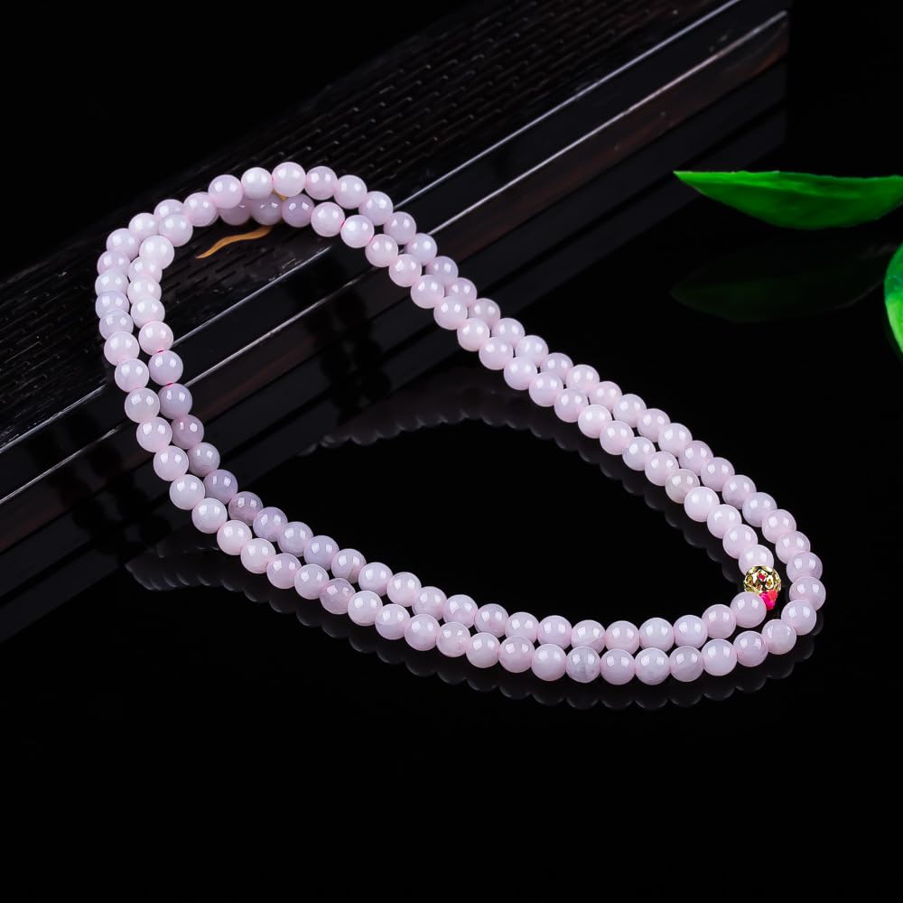 Naszyjnik z fioletowego jadeitu, okrągłe koraliki 6 mm, 51–80 cm
