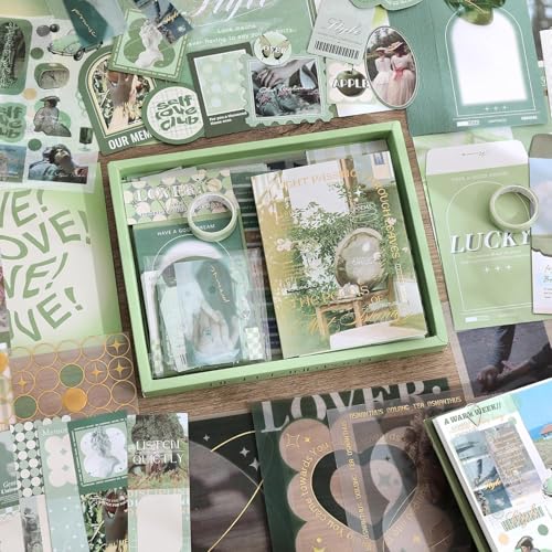 Image of Paper Vintage Aesthetic Scrapbook Kit(346Pcs) Scrapbooking Supplies Kit with Bullet Junk Journal,Stationery,A6 Grid Notebook Journaling Gift for Girl (Poetry Scrapbook), Multi Color