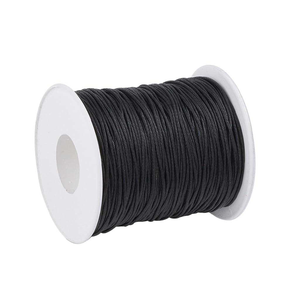 Fil de coton ciré noir 1mm Beadthoven de qualité supérieure pour bijoux artisanaux