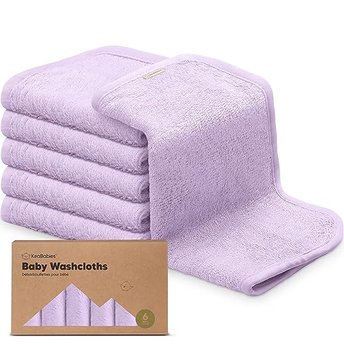 Image of 6-Pack Baby Washcloths - Soft Viscose Derived from Bamboo Washcloth, Baby Wash Cloths, Baby Wash Cloth for Newborn, Kids, Bath Baby Towels, Face Towel, Face Cloths for Washing Face(Soft Lilac)