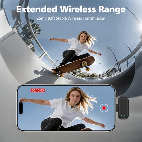 Image of HEHOTTC Mini Wireless Lavalier Microphones for iPhone 15 /16 /17 & Android, 30H Battery Life with Charging Case, Lapel Microphone Wireless for Video Recording Vlogging