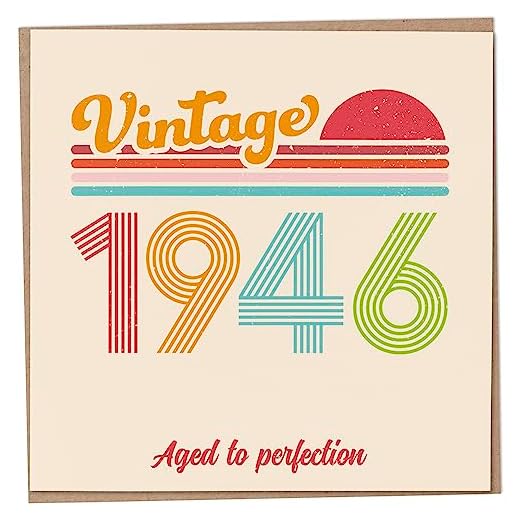 Tarjeta de cumpleaños 77 – Vintage 1946 Aged to Perfection, divertida tarjeta de felicitación para hombres y mujeres, tarjetas de cumpleaños para mujeres, tarjetas de cumpleaños para hombres, tarjeta