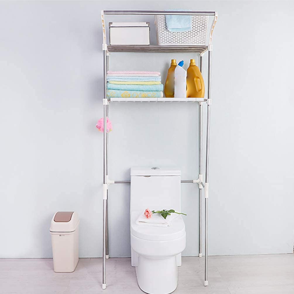 Etagère De Salle De Bain,Etagère Dessus Toilettes WC Ou Lave-Linge, Avec 3 Tablettes 165 * 55