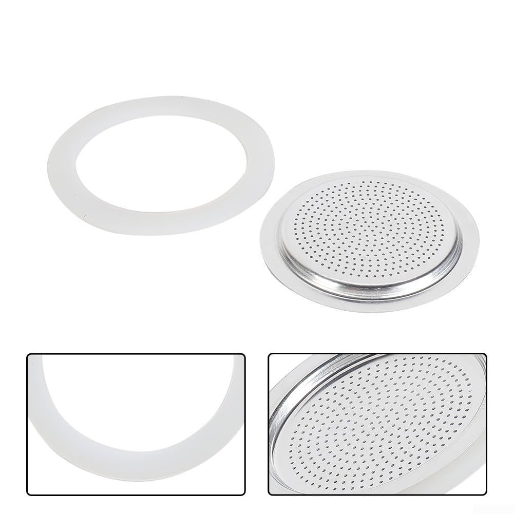 1Pcs Silicone Gasket Seal for RING Replacement Washer and Filters Stovetop Espresso Maker Replacement Silicone 1-12 Cup Size Gasket Seals and Filter Screen for Express Moka Pot(6 Cup+Sieve) - Image 9