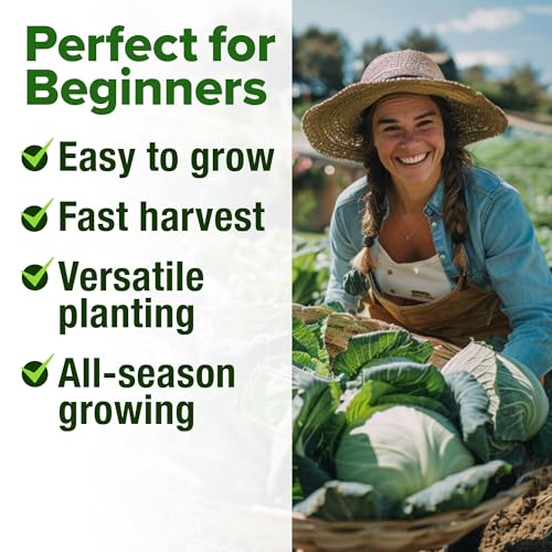 Image of HOME GROWN Cabbage Seeds 7 Variety Mix 2000+ Heirloom Non-GMO, High Germination, Bok Choy, Red & Green Acre, Savoy, Napa Michihili, Copenhagen Market, Jersey Wakefield, Cold Hardy