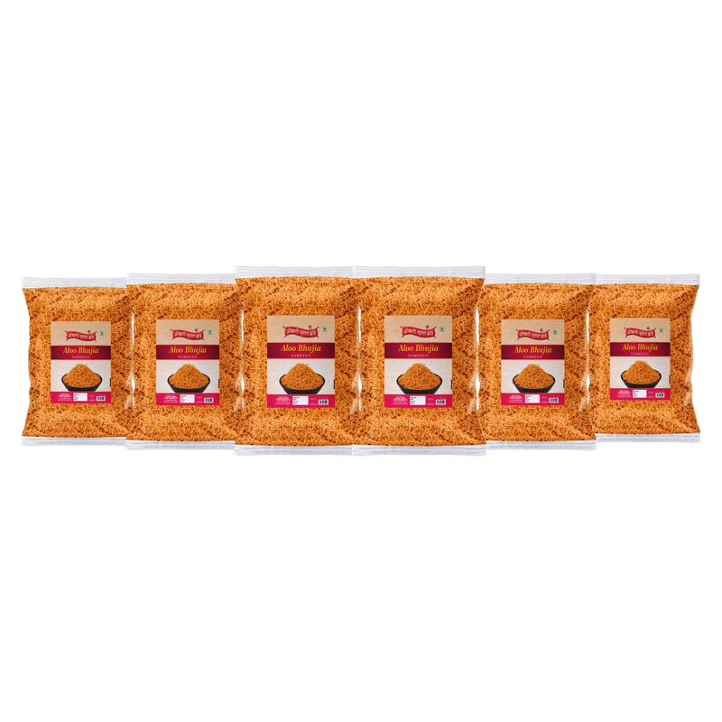 Image of OKHLI MUSAL BRAND Marwar Rajapuri Aloo Bhujiya Bhujia | Aloo bhjiya Bhujia Bhujiya Namkeen Snack | Thakkali Flavour Festive Season Crunchy Snack Alu BHUJIYA BHUJIA Namkeen Savoury Snack-900g*6Pack