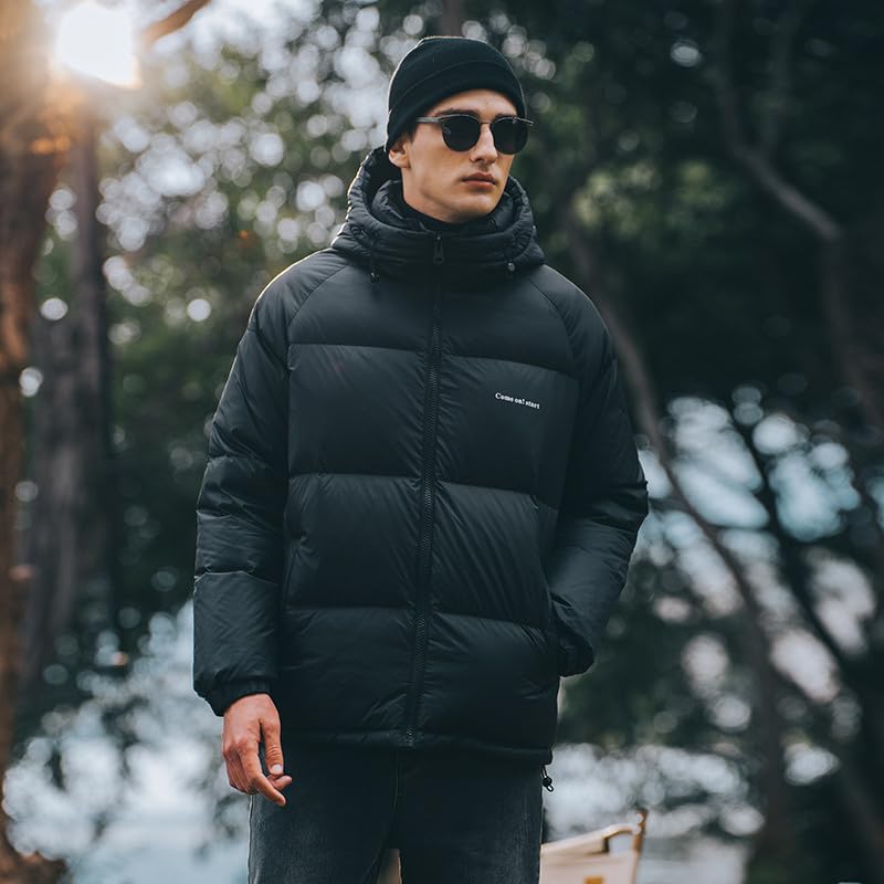 Image of Duck Down Jackets For Men,Mens Puffer Jacket For Cold Protection And Warmth,Hooded Mens Winter Coat,90 White Duck Down