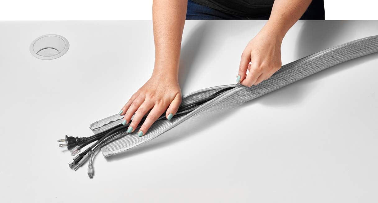 Zipped Cable Sleeve 30" Length (Gray) by Uplift Desk