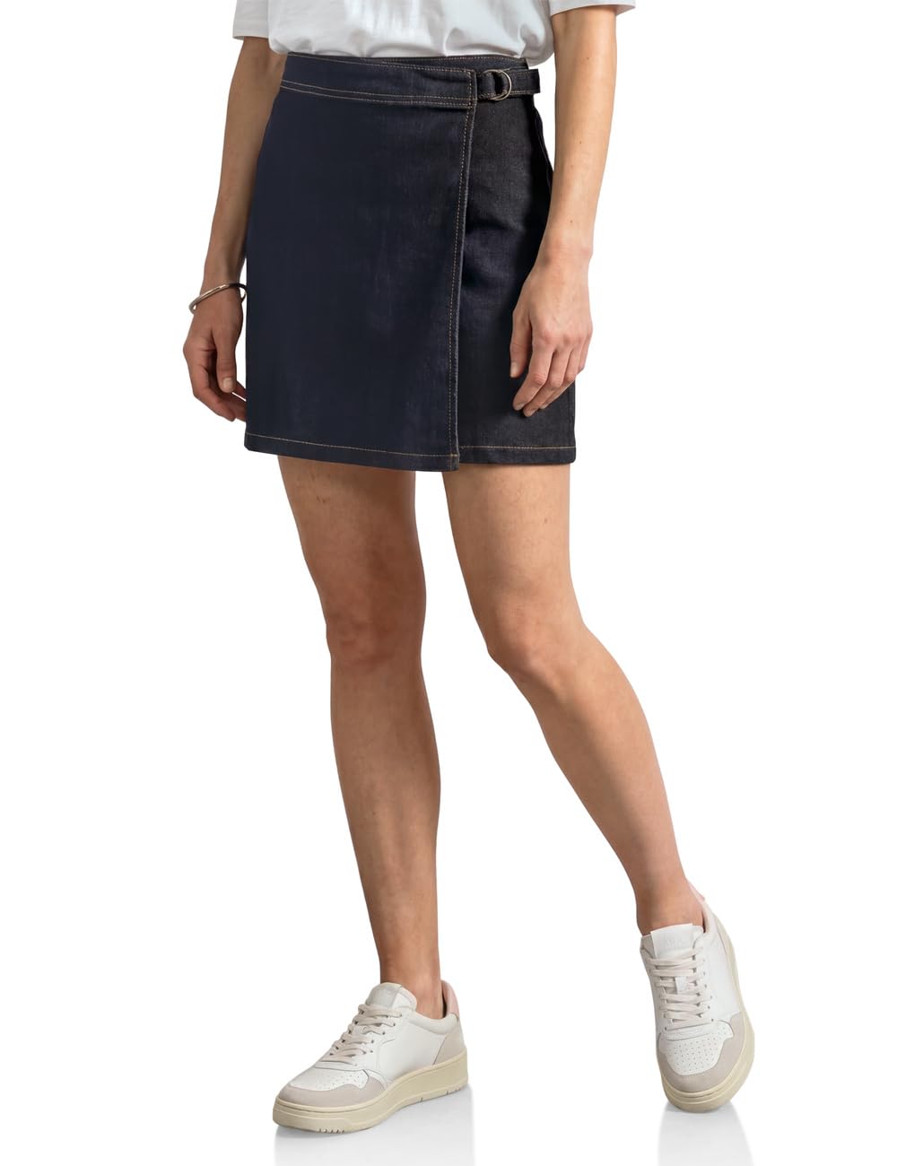 Kniefreier Denim Rock in Wickeloptik