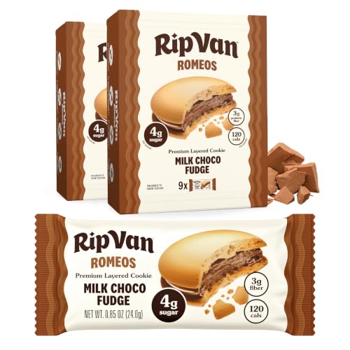 Image of Rip Van Romeos Milk Choco Fudge Cookies - Low Sugar Cookies - Healthy Keto Snack - Individual 2 Packs (18 Count)