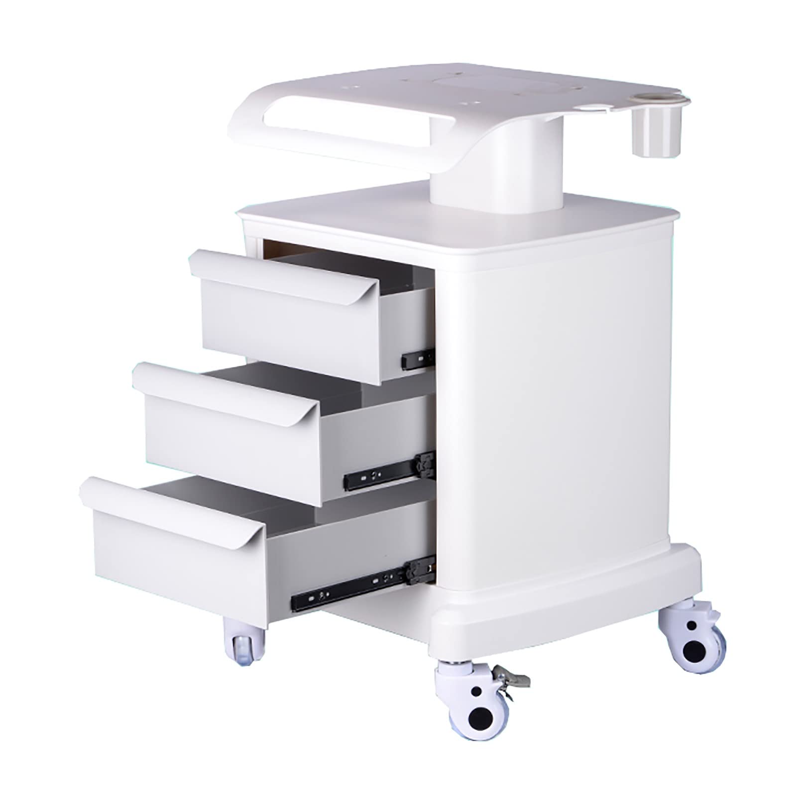 SUZATA Medical Storage Cart,Ultrasound Cart for Ultrasound Imaging Scanner Hospital,Beauty Trolley Cart Medical Storage Rolling Cart,Salon Tool Cart, with 4 Wheels 3 Drawers,for Office Bedroom Clinic