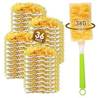 (36 Stück) Staubmagnet Nachfülltücher für Swiffer Staubwedel, 360 Grad Nachfüllset mit 1 zusätzlichem Griff, Einweg Staubbürstenköpfe für Swiffer Staubtücher