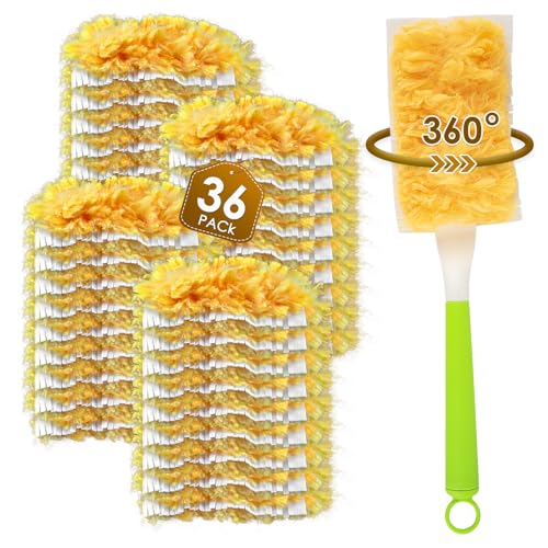 (36 Stück) Staubmagnet Nachfülltücher für Swiffer Staubwedel, 360 Grad Nachfüllset mit 1 zusätzlichem Griff, Einweg Staubbürstenköpfe für Swiffer Staubtücher