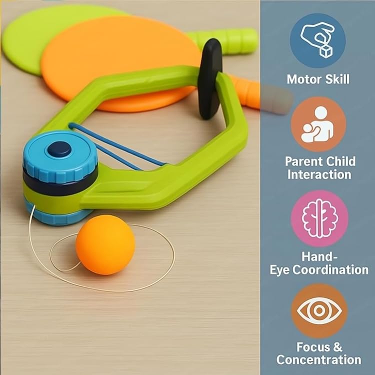 Image of Btop Kids Indoor Sports Toy | Hanging Table Tennis Trainer with Elastic Rebound Ball & 2 Paddles